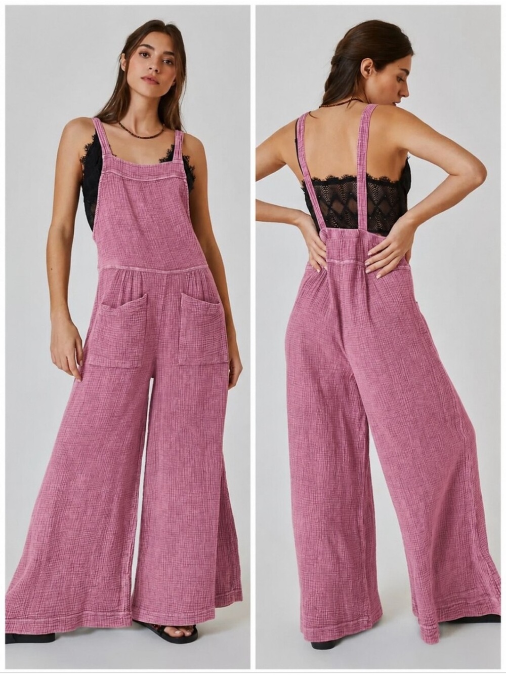 Maronie gauzy jumpsuit‎ Dusty Rose Cotton Gauze Jumpsuit Medium